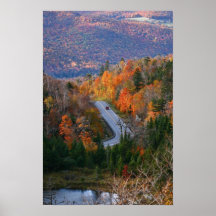 Vermont pasa por alto otoño de los árboles poster