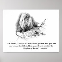 Verso de la biblia: Dibujo de lápiz de la pequeña  Poster