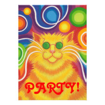 vertical de la invitación del fiesta del Psy-gato-