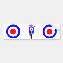 Vespa de la mirada de los años 60 en blanco de la  pegatina de parachoque