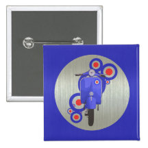 Vespa y blancos retras azules metálicas pins