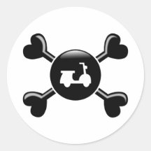 Vespas de la bandera pirata etiqueta redonda