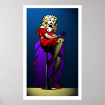 Vestido rojo en proyector posters