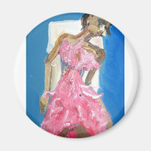 vestido rosado imán para frigorífico
