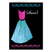 Vestido ROSADO y AZUL de la invitación de la PRESE Felicitación