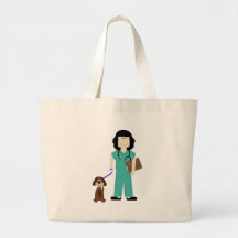 Veterinario con el perro bolsa lienzo