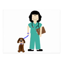 Veterinario con el perro postales