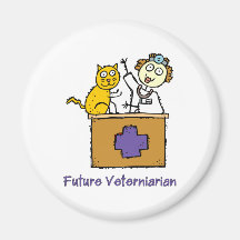 Veterinario futuro - chica con el gato imán para frigorifico