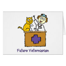 Veterinario futuro - chica con el gato felicitaciones