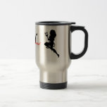 Viaje atractivo de la silueta del diablo taza de café