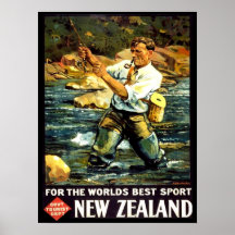 Viaje de la pesca deportiva de Nueva Zelanda del v Posters