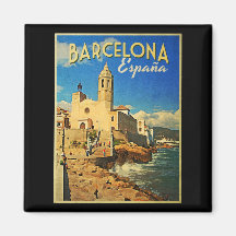 Viaje del vintage de Barcelona España Imanes