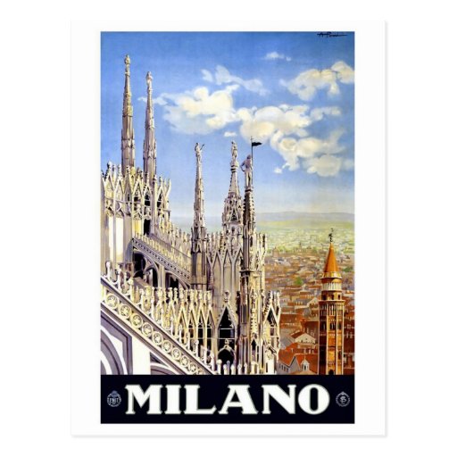 Viaje del vintage de Milano Italia Tarjetas Postales