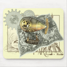 Viaje dirigible Mousepad del aire de Steampunk