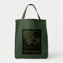viaje retro del art déco de Vietnam Asia sudorient Bolsas De Mano