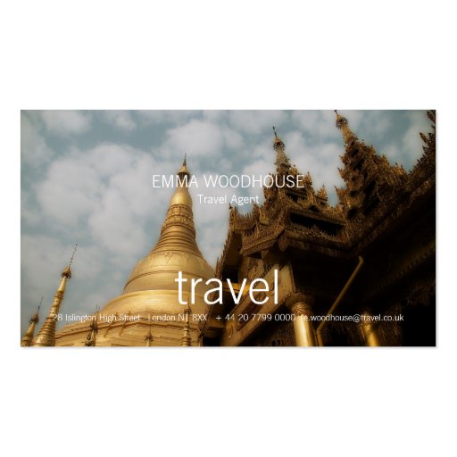 Viaje - tarjeta de visita de oro de la pagoda