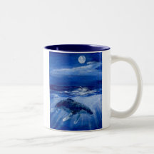 Viajero del claro de luna de la ballena jorobada taza de café
