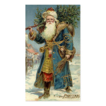 Victorian Papá Noel del vintage con el árbol de na Plantilla De Tarjeta Personal