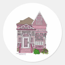 Victorian "rosa pintado de la señora" - pegatinas redondas
