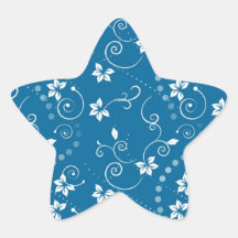 Vid y estampado de plores blancos en azul calcomanías forma de estrellas personalizadas