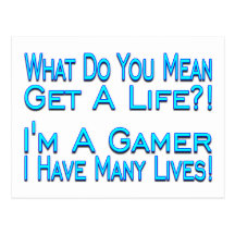 Videojugador de muchas vidas postal