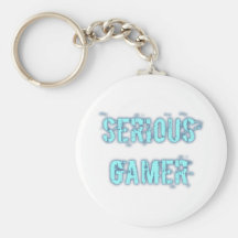 Videojugador serio - azul llaveros personalizados