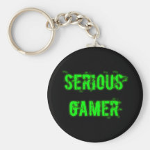 Videojugador serio - verde llavero