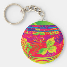 Vidrio bohemio con el estampado de plores, Stylise Llavero