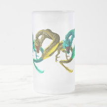 vidrio de cerveza oriental de los dragones taza de café
