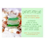 Vidrio de la playa y invitaciones de los Seashells Anuncios Personalizados