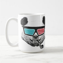 Vidrios tridimensionales de la panda del vintage tazas