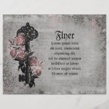 Vieja llave y rosas tarjeta publicitaria