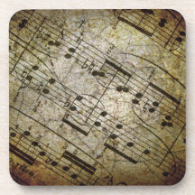 Vieja partitura musical de la hoja, notas de la mú posavasos