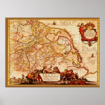 Vieja Renania serie germánica del mapa de Willem B Posters