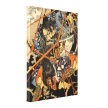 Viejo samurai que mata a una pintura del monstruo lienzo envuelto para galerias