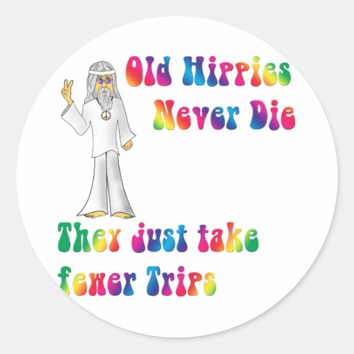 Viejos hippies pegatina redonda de Zazzle.es