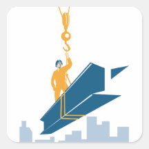 Viga del Yo-Haz del trabajador de construcción Colcomanias Cuadradas Personalizadas
