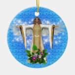 Vigilar de ángel de guarda el ornamento azul ornamento de navidad