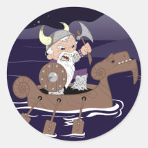 Viking enojado pegatina redonda