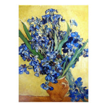 Vincent van Gogh, iris azules en fondo amarillo Invitación Personalizada
