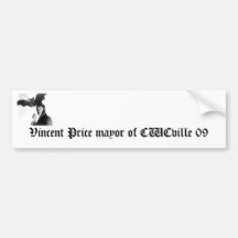 vincentprice1, alcalde de Vincent Price de CWCvill Etiqueta De Parachoque