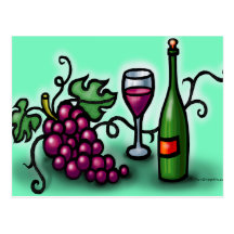 Vino de las uvas n tarjeta postal