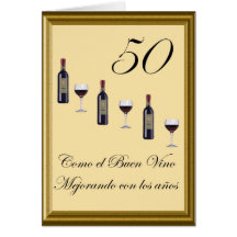 vino del cumpleaño 50 tarjetas