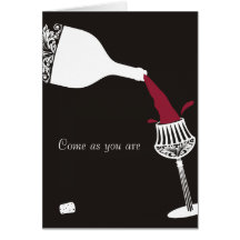 Vino rojo que salpica la invitación de la cena de  tarjetas