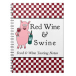 Vino rojo y cerdos libro de apuntes con espiral