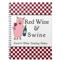 Vino rojo y cerdos libro de apuntes con espiral
