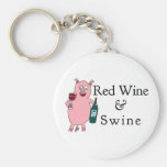 Vino rojo y cerdos llavero personalizado