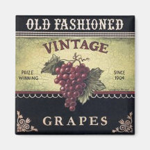 Vino viejo de las uvas del vintage de la moda, púr iman de frigorífico