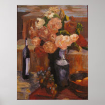 Vino y flores impresiones