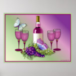 Vino y tostada 2 de las uvas impresiones